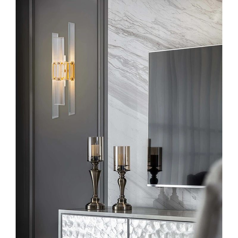 Magic city layered glass panels wall lamp